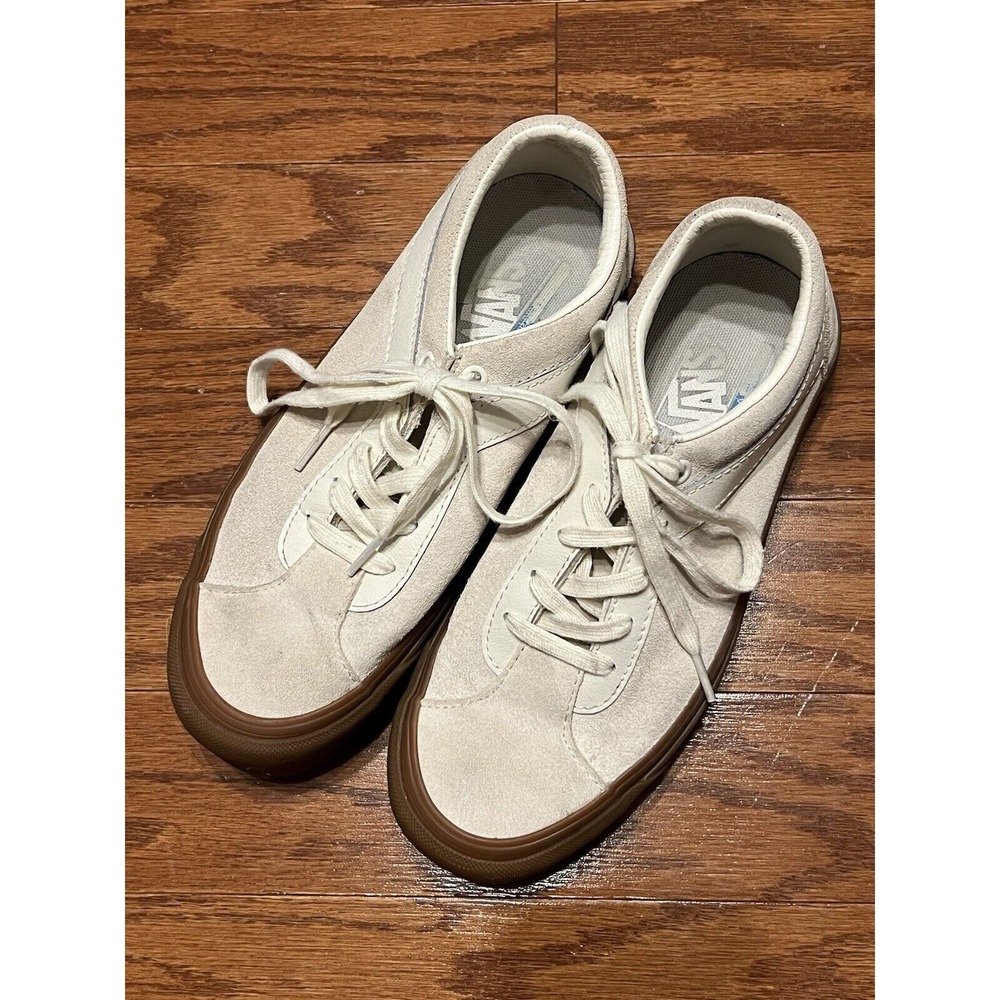 Men's Women's‎ Unisex Suede Vans Sneakers Shoes Sz 7 M , 8.5 W Cream Color VGC!